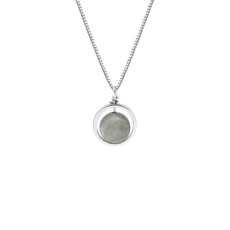 Collar con colgante giratorio con diseño de planeta del amor, piedra lunar de plata de ley 925 con Buddha Stones