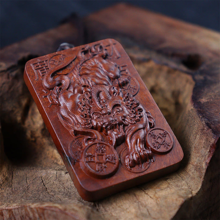 Buddha Stones, relámpago Natural, madera de azufaifa, PiXiu, moneda de cobre, colgante de collar de buena fortuna