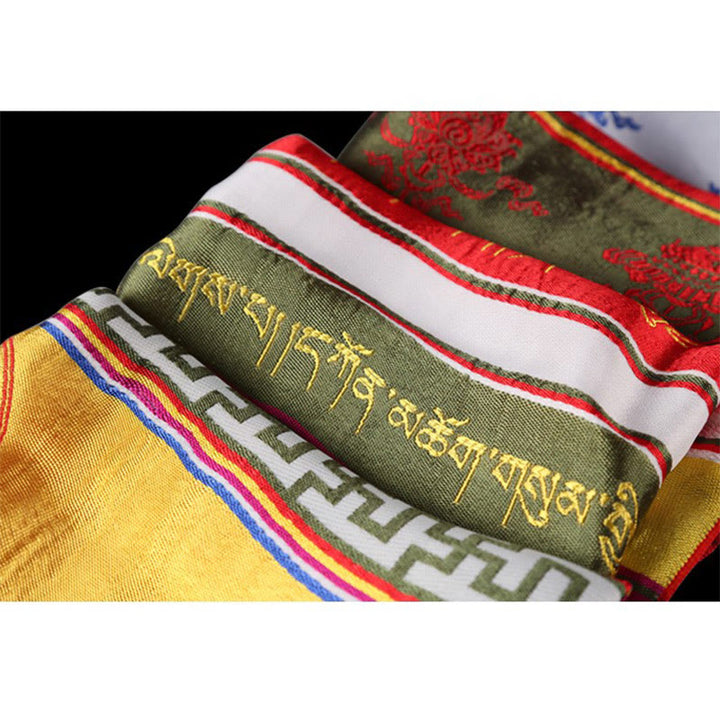 Bendición de la suerte tibetana, mantra de loto multicolor, decoración jacquard Khata - image 10