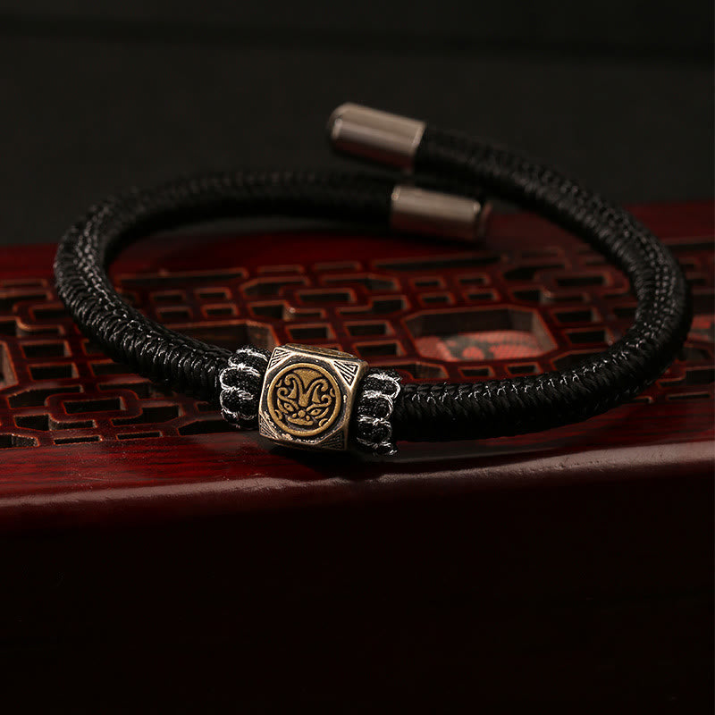 Pulsera de plata de ley 925 con Buddha Stones , nudo perfecto, nudo King Kong, fuerza de la fe