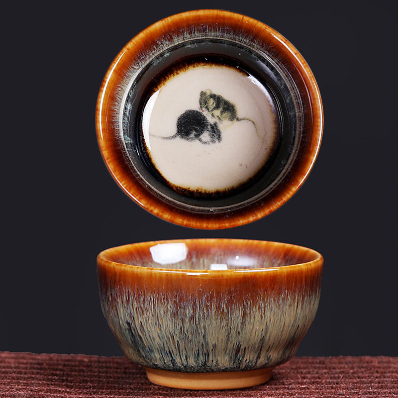 Taza de té de cerámica con diseño del zodíaco chino, 12 Buddha Stones, Kung Fu Jian, taza de té chino Zhan, 73ml