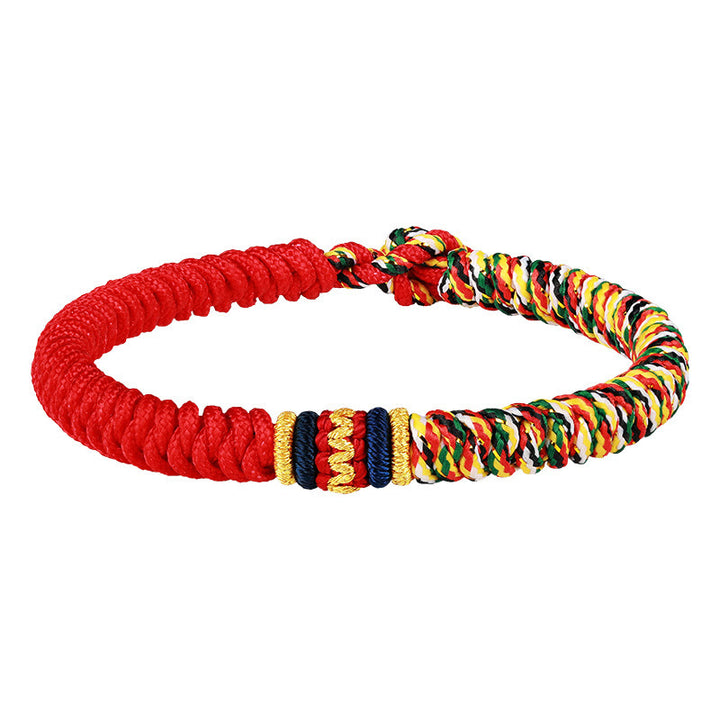 Pulsera de cuerda trenzada con nudo King Kong, hilo multicolor hecho a mano tibetano con Buddha Stones