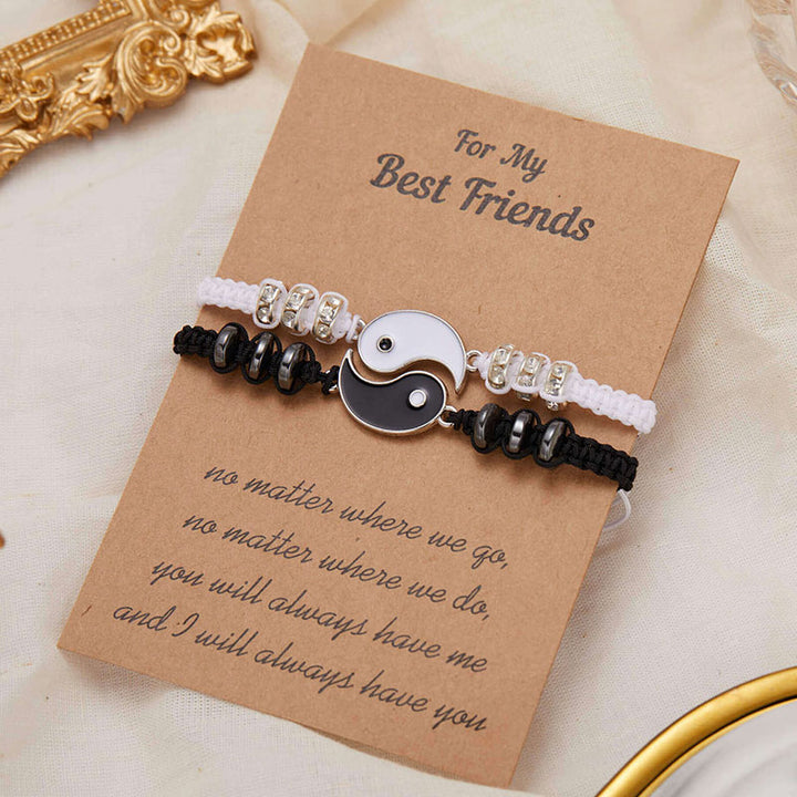 Pulsera de pareja de hematita Yin Yang, 2 piezas, Buddha Stones