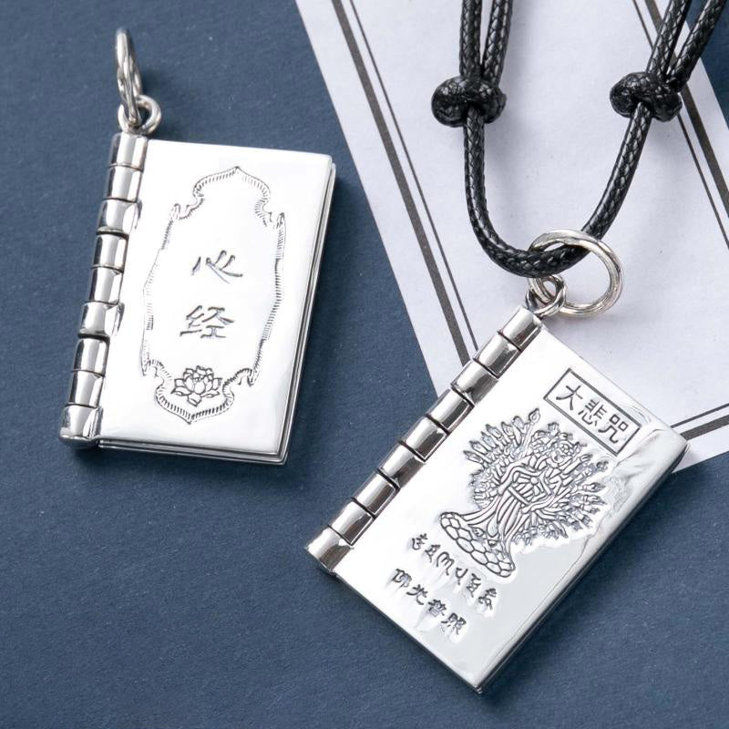 Colgante de plata de ley 990 con forma de corazón, Sutra, gran compasión, Shurangama, Mantra, loto, Vajra, paz - image 1