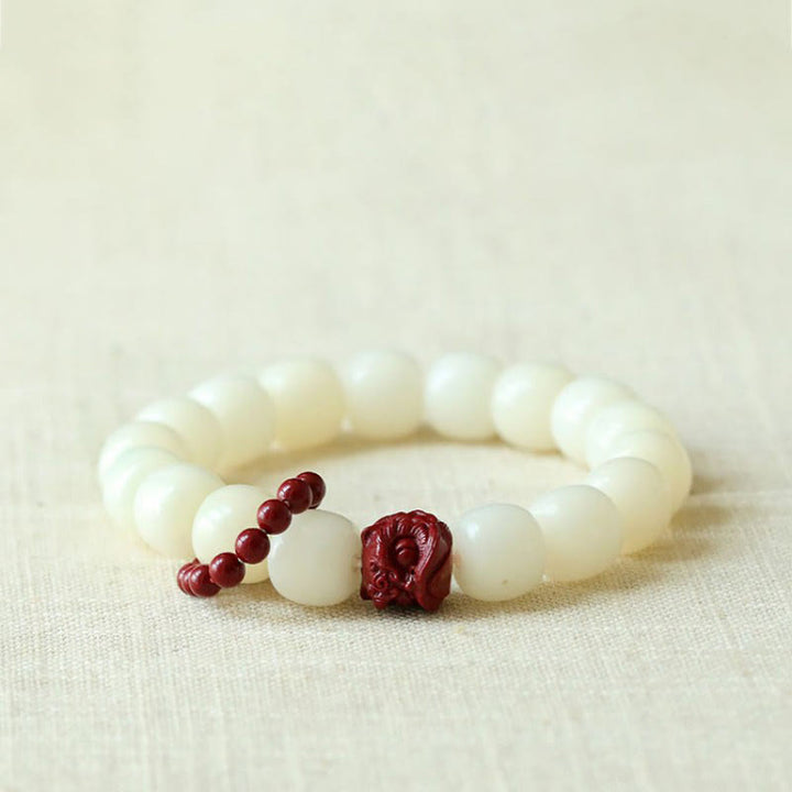 Buddha Stones Semilla Bodhi Natural Cinabrio Bailando León Encanto Sabiduría Armonía Muñeca Mala