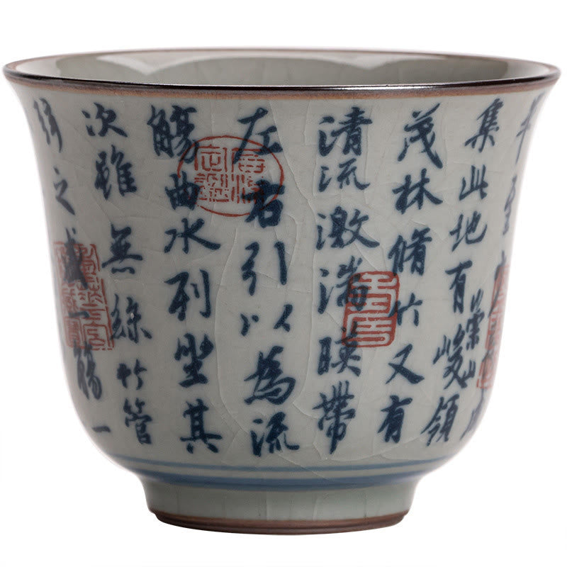 Taza de té de cerámica con Buddha Stones, paisaje de montaña, pabellón de orquídeas de loto, taza de té de Kung Fu