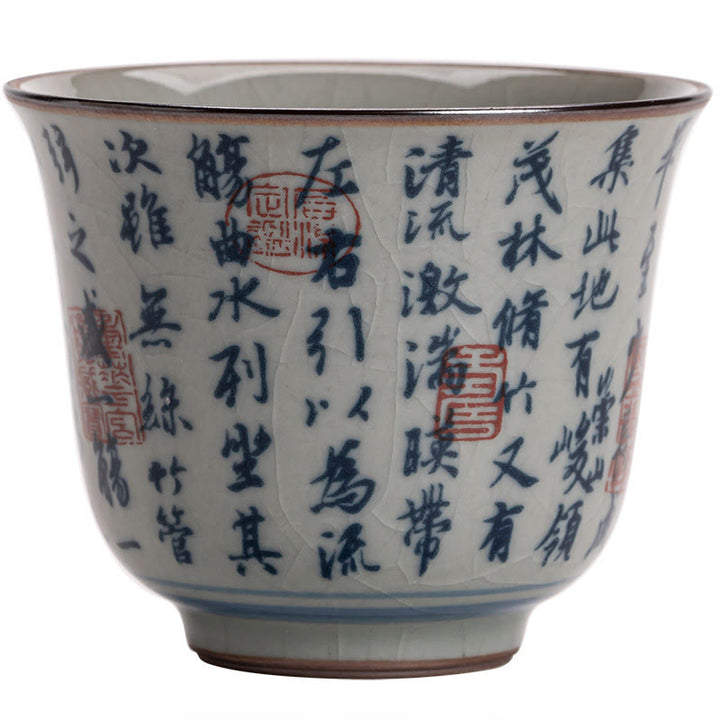 Taza de té de cerámica con Buddha Stones, paisaje de montaña, pabellón de orquídeas de loto, taza de té de Kung Fu