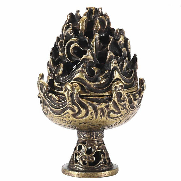 Quemador de incienso tibetano de aleación de cobre para meditación con patrón de montaña Mini
