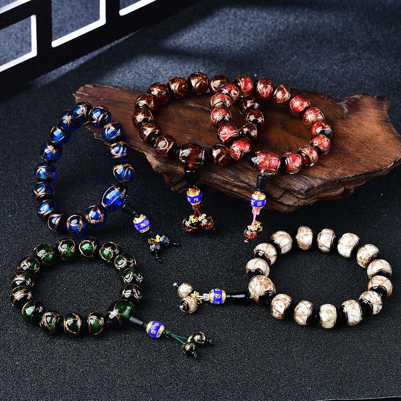 Pulsera curativa de ágata de vena de dragón tibetano