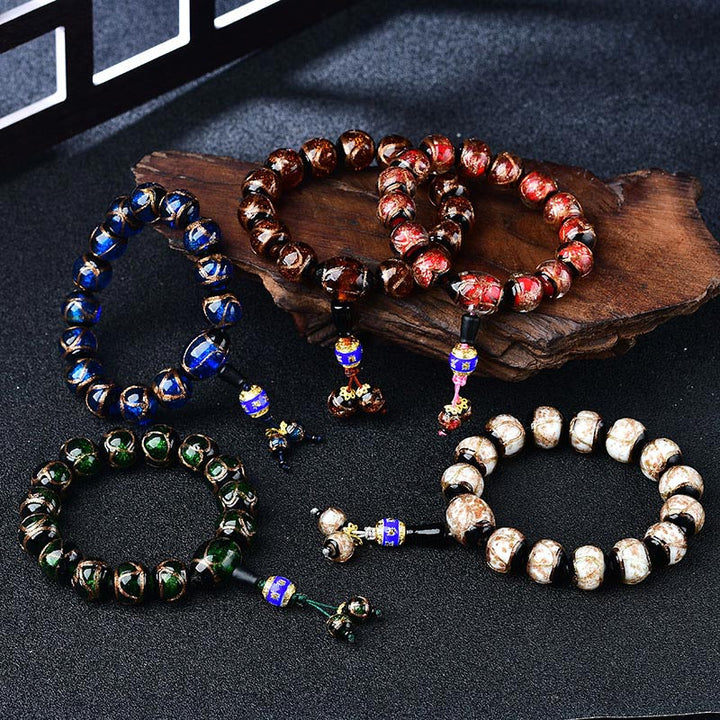 Pulsera curativa de ágata de vena de dragón tibetano