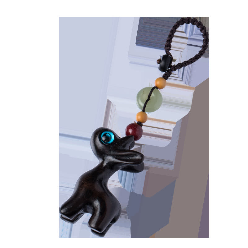 Buddha Stones, sándalo verde, madera de ébano, Mini ciervo, hebilla de paz positiva, llavero, decoración colgante para teléfono