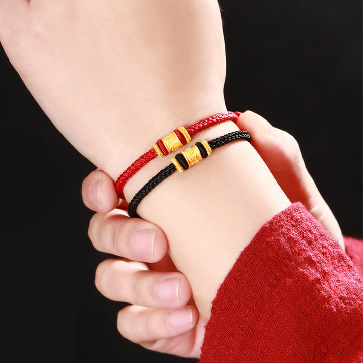Pulsera de cuentas de la suerte con Buddha Stones Tíbet, oro 999, Om Mani Padme Hum, protección grabada