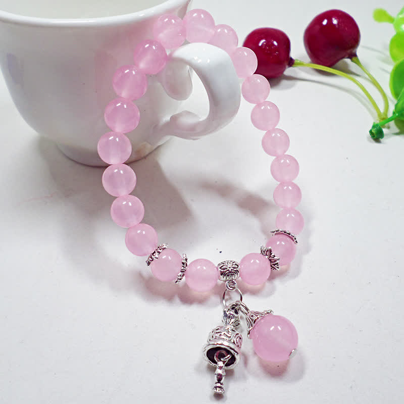 Pulsera con dije de campana con cuentas de energía de piedra de calcedonia de cristal vintage