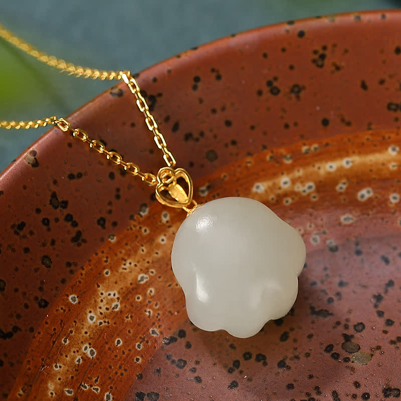 Colgante de plata de ley 925 con diseño de pata de gato y jade blanco hetiano - image 4