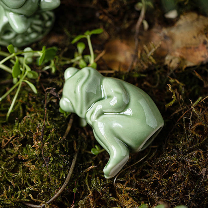 Mini Buddha Stones para meditación, loto pequeño, rana en reposo, cerámica, riqueza, suerte, té para el hogar, figura decorativa para mascotas - image 13