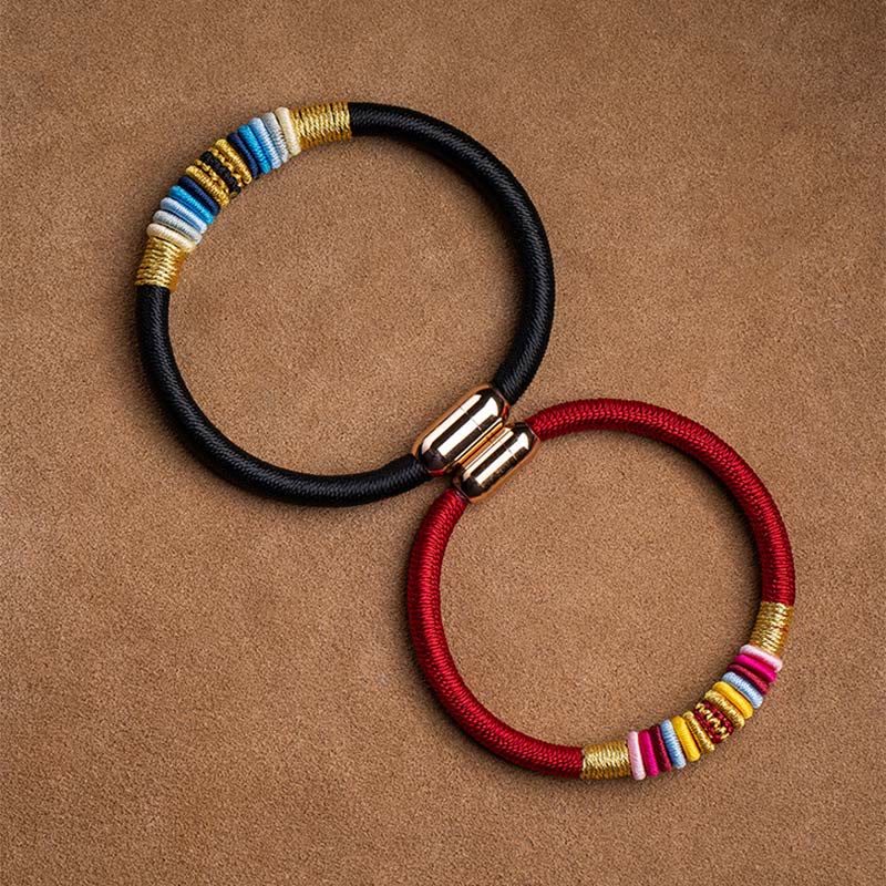 Pulsera trenzada con hebilla magnética hecha a mano con nudo King Kong tibetano de Buddha Stones