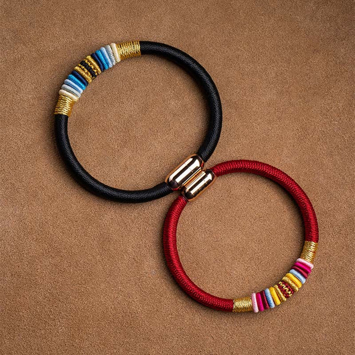 Pulsera trenzada con hebilla magnética hecha a mano con nudo King Kong tibetano de Buddha Stones