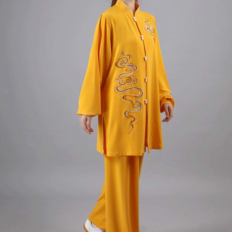 Buddha Stones nubes propicias bordado meditación oración espiritual Zen Tai Chi Qigong práctica conjunto de ropa Unisex