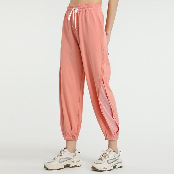 Pantalones deportivos de yoga sueltos de cintura alta con Buddha Stones y bolsillos