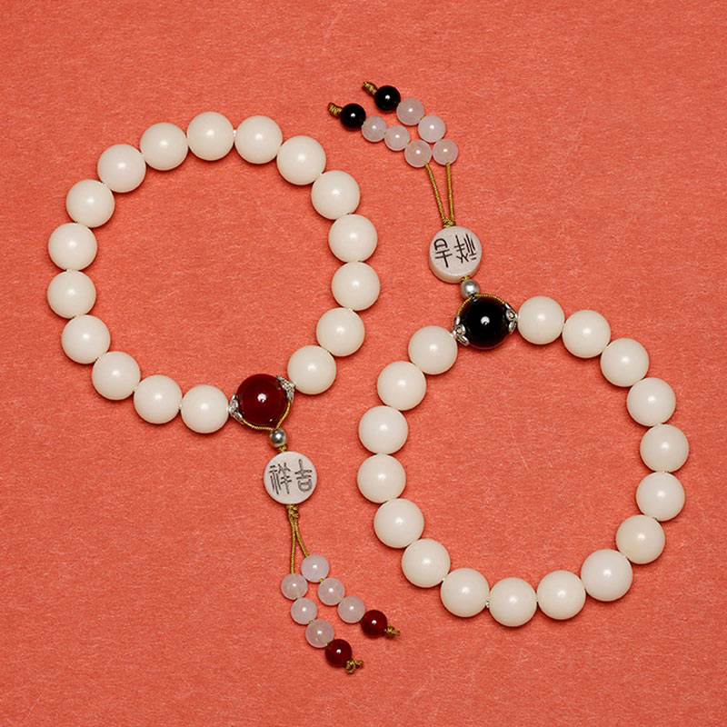 Buddha Stones, semilla de Bodhi, ágata roja, obsidiana negra, cristal rosa, Cuarzo rutilado, pulsera Mala de muñeca de la paz