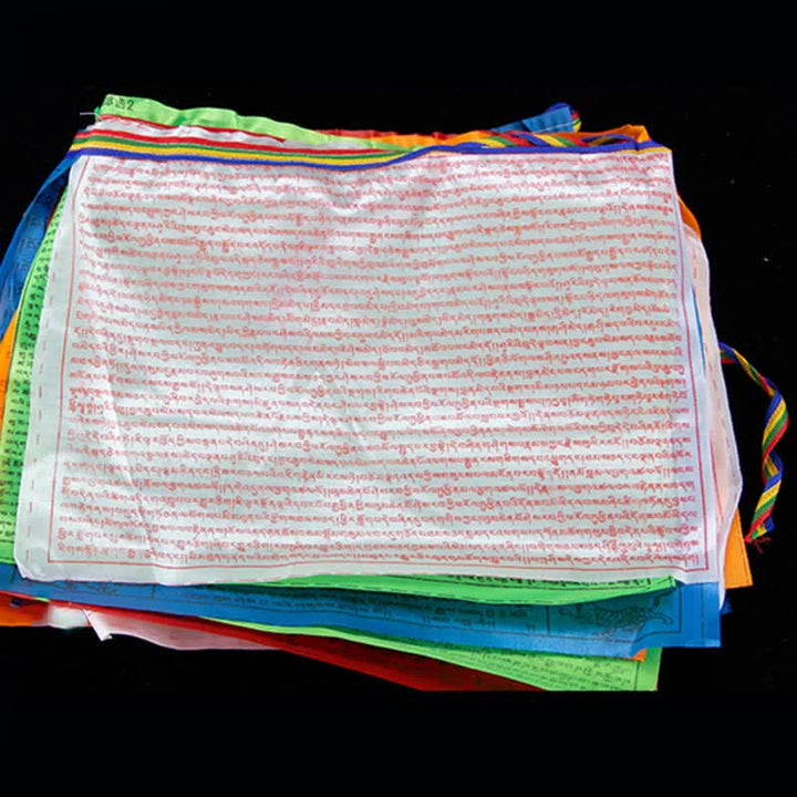 Bandera de oración tibetana de 5 colores con bendición de caballo de viento al aire libre, 20 unidades
