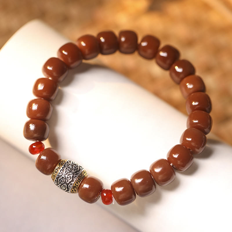 Pulsera de paz con cuentas de carácter Fu de nube auspiciosa de semillas Bodhi de Buddha Stones