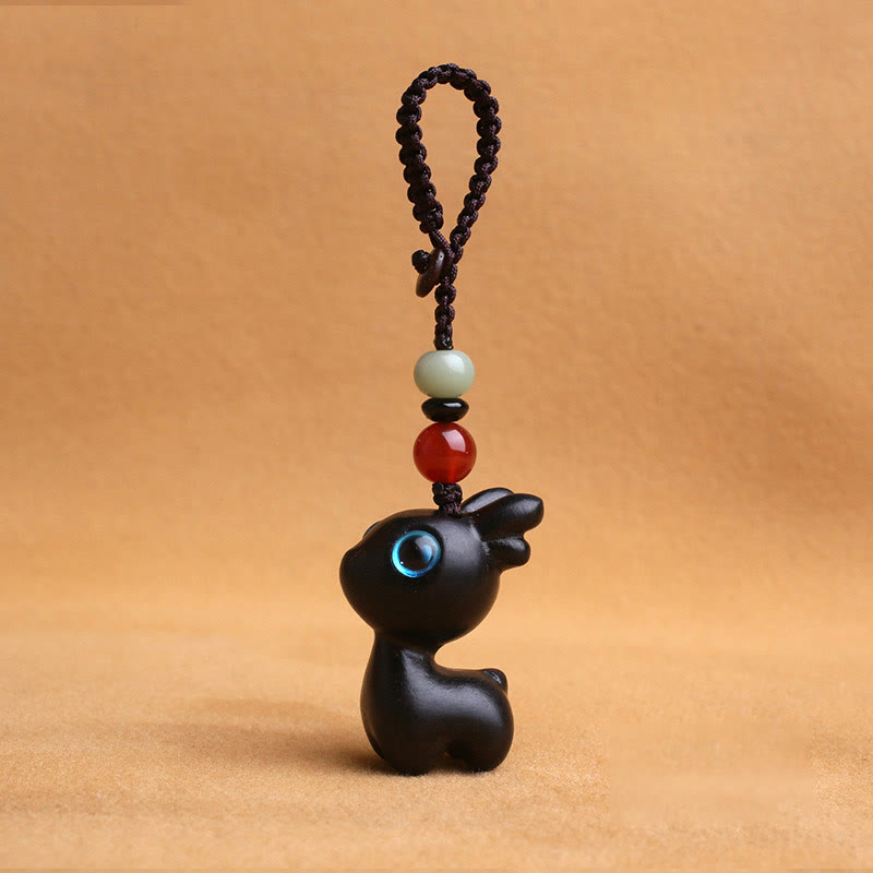 Buddha Stones Sándalo Hoja pequeña Sándalo rojo Madera de ébano Sándalo verde Mini ciervo de la suerte Tallado Protección Llavero Teléfono Colgante Decoración