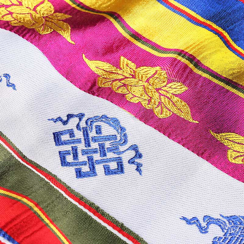Bendición de la suerte tibetana, mantra de loto multicolor, decoración jacquard Khata - image 3