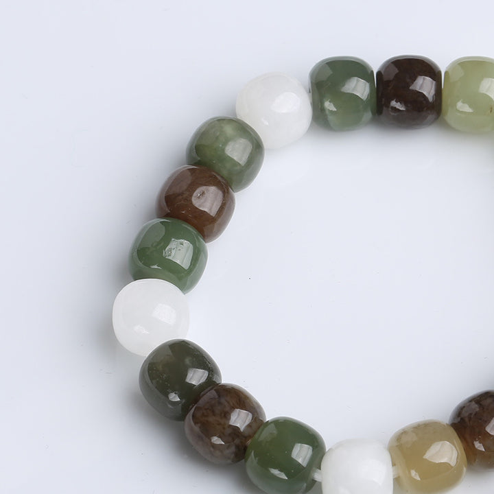 Pulsera de bendición de la suerte de jade degradado con Buddha Stones