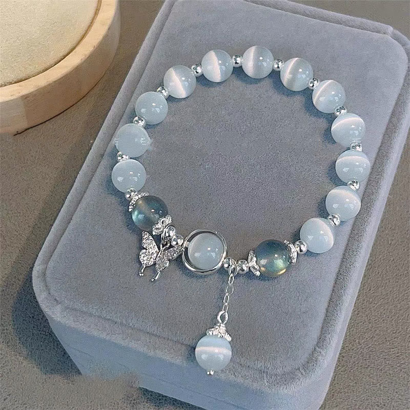 Pulsera de soporte con dije de estrella, mariposa, piedra lunar, ojo de gato, Buddha Stones - Mariposa ojo de gato y piedra lunar - image 0