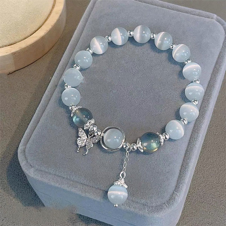 Pulsera de soporte con dije de estrella, mariposa, piedra lunar, ojo de gato, Buddha Stones - Mariposa ojo de gato y piedra lunar - image 0