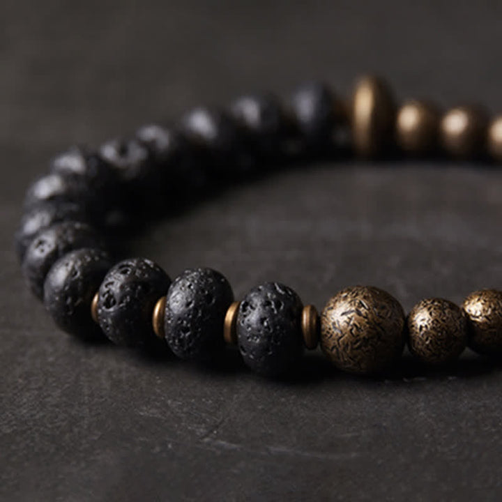 Brazalete de pulsera de equilibrio de cobre de piedra de roca de lava