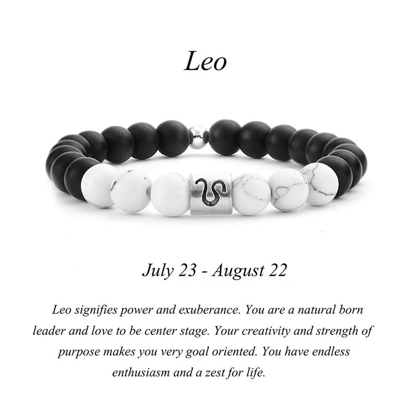 Pulsera de la fortuna con cuentas de turquesa blanca, piedra esmerilada Natural, 12 constelaciones del zodíaco , Buddha Stones