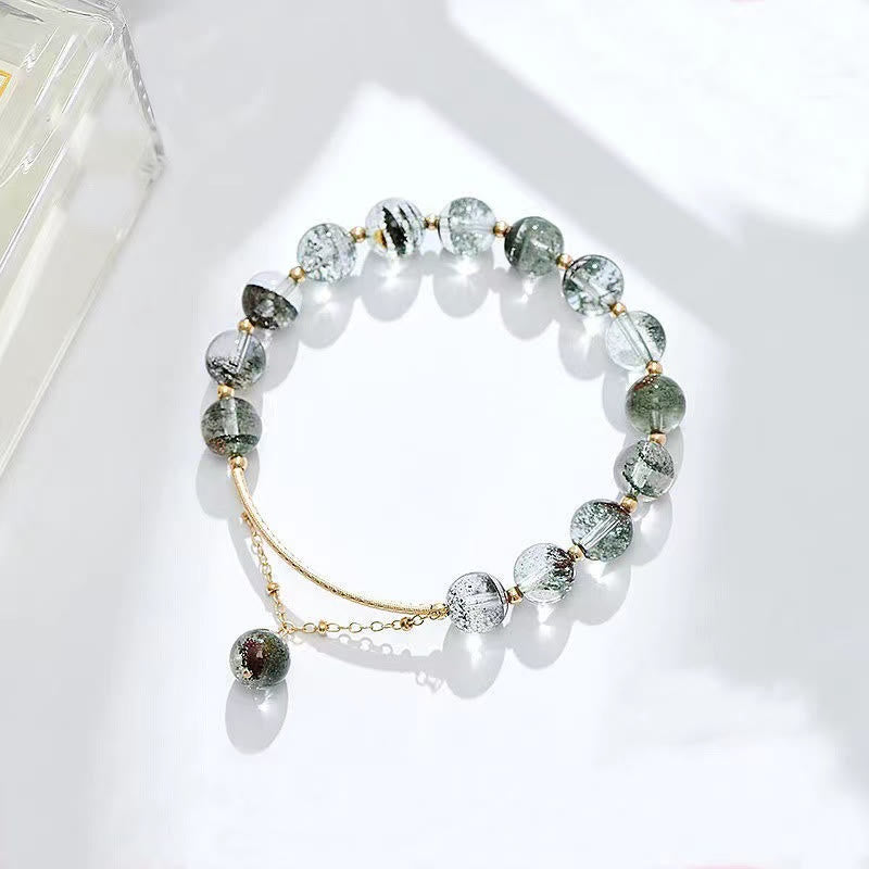 Pulsera con dije de confianza de cristal fantasma verde de Buddha Stones