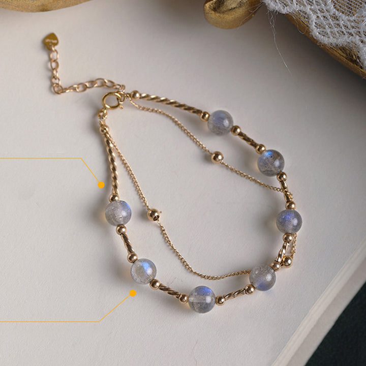 Pulsera de cadena con encanto positivo de piedra lunar