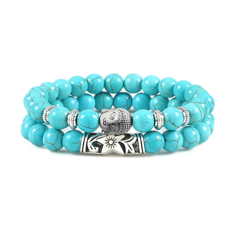 Buddha Stones 2 pulseras de protección de Buda de ágata de cristal natural