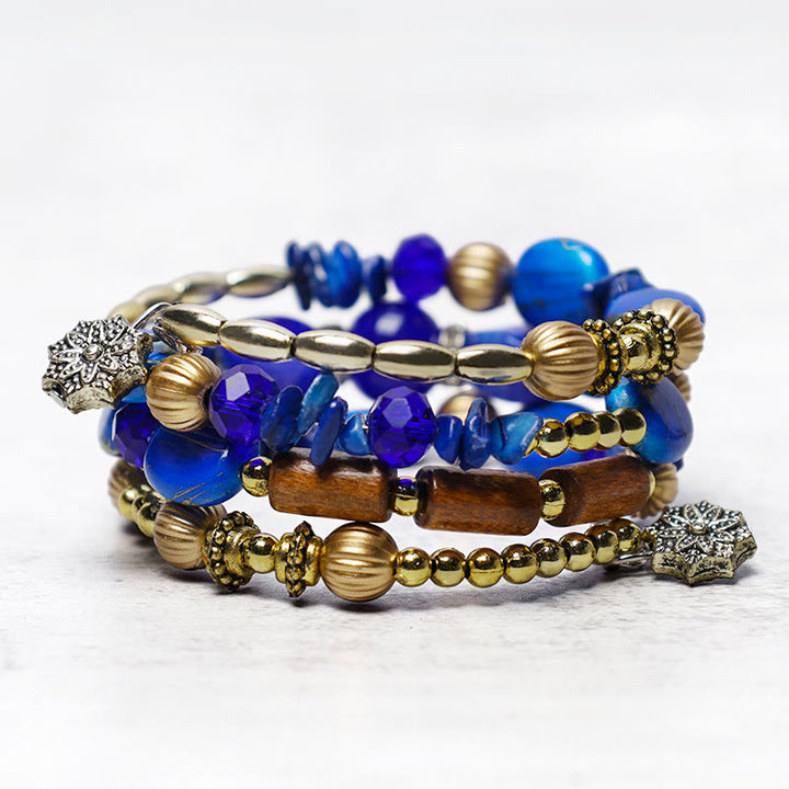 Pulsera de bendición con cuentas de ágata turquesa irregulares multicapa con Buddha Stones