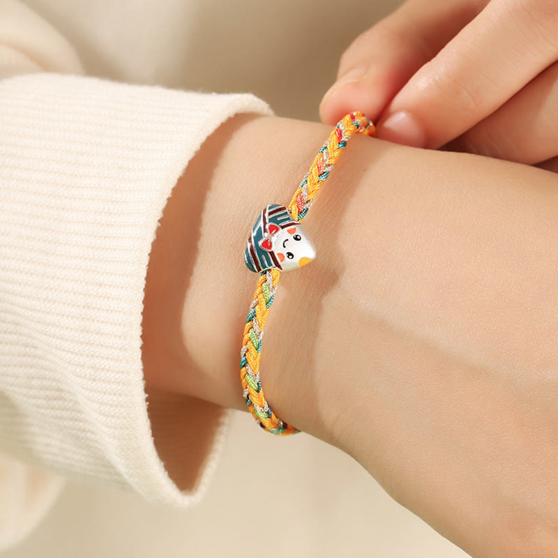 Pulsera de plata de ley 925 con Buddha Stones, dragón, barco, Festival, patrón Zongzi, suerte, hecha a mano, cuerda multicolor, niño y adulto - image 6