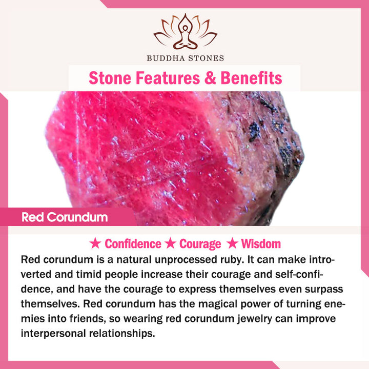 Pendientes colgantes con forma de gancho de confianza de corindón rojo redondo con Buddha Stones