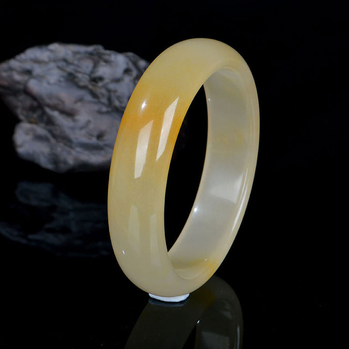 Brazalete de pulsera de riqueza de suerte de jade de seda dorada natural