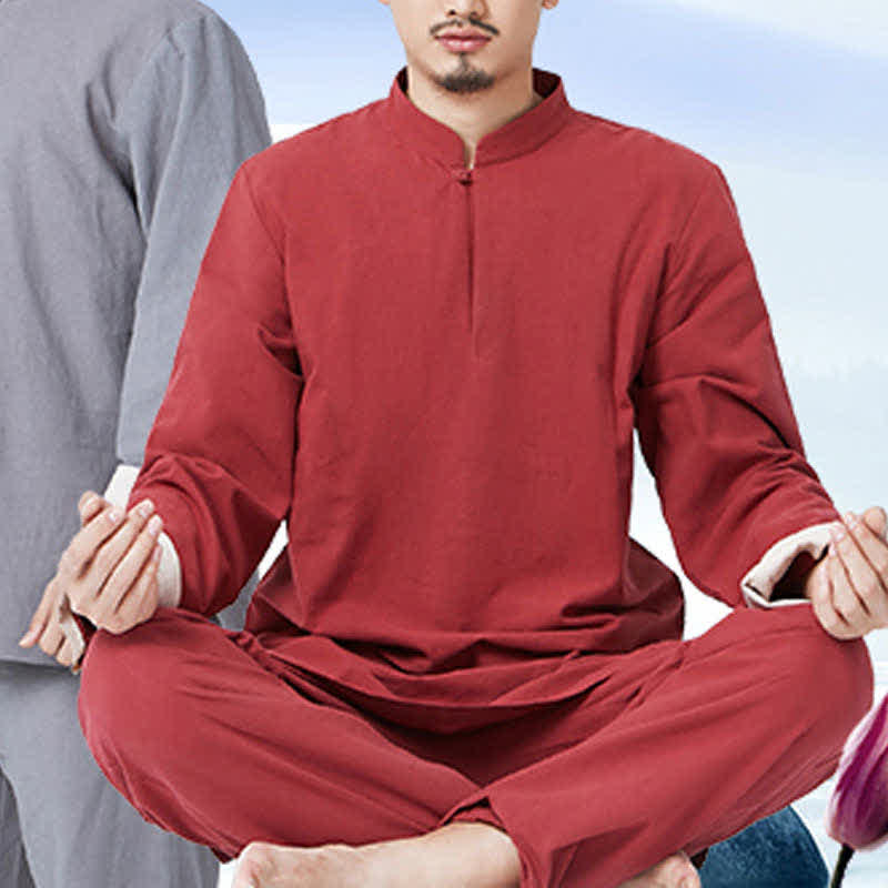 Conjunto de ropa de lino y algodón para hombre, meditación Zen espiritual, Buddha Stones, Yoga, práctica de oración