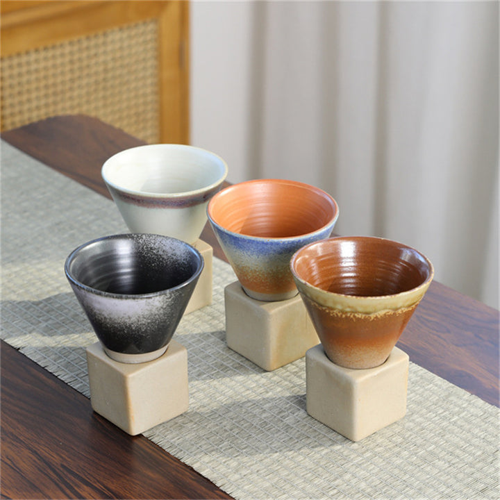 Taza de café de cerámica con degradado Vintage de Buddha Stones, taza de café expreso con leche y té con Base de 200ml