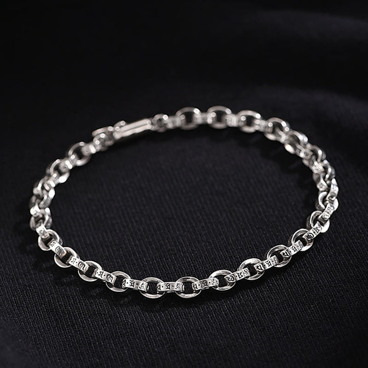 Pulsera de metal creativa con diseño tallado de Om Mani Padme Hum de plata de ley 925 con Buddha Stones - image 3