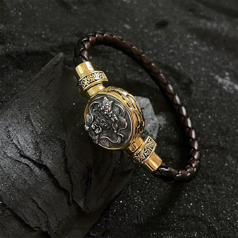 Pulsera de protección de bendición de la diosa de la riqueza Zakiram de plata de ley 925 tibetana con Buddha Stones