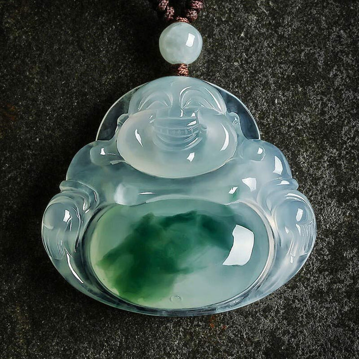 Colgante de collar de suerte de jade cian de Buda