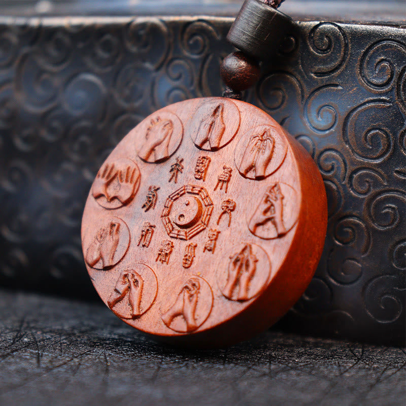 Buddha Stones, relámpago, madera de azufaifo, Yin Yang, Bagua, fantasmas de montaña, colgante de collar de protección para gastar dinero