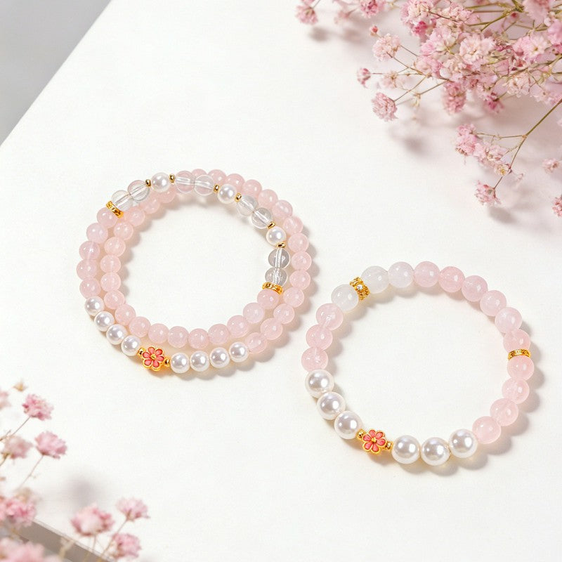 Buddha Stones Pulsera Armonía de Flores Dulces con Cuarzo Rosa y Cuarzo Transparente - image 17
