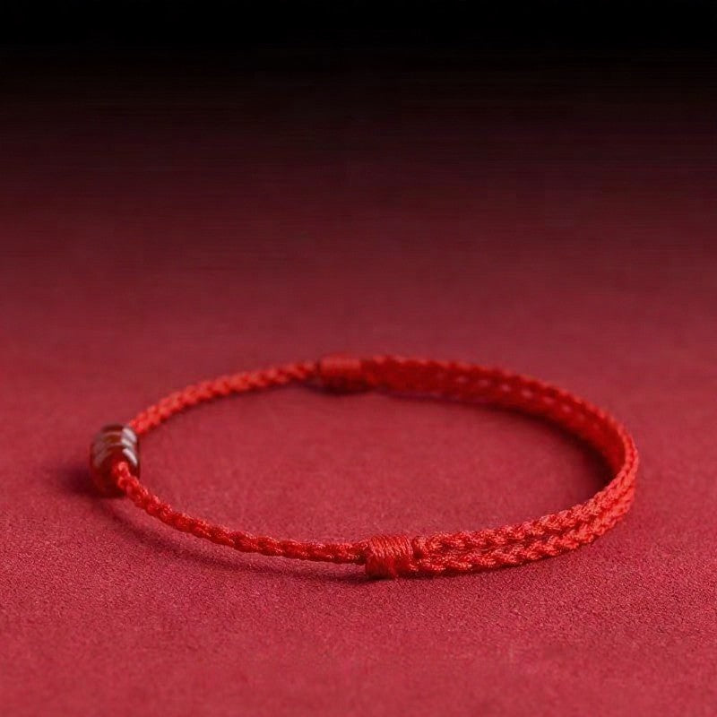 Buddha Stones Pulsera tobillera minimalista de protección con cuentas de ágata roja y ábaco - image 1