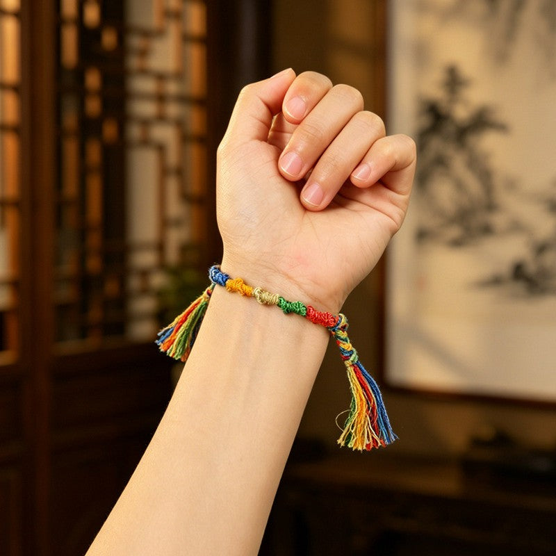 Buddha Stones Pulsera tibetana multicolor con diseño de dragón y cuerda para la buena suerte - image 1