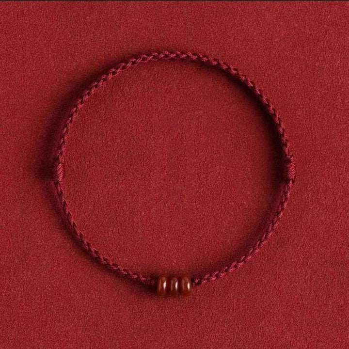 Buddha Stones Pulsera tobillera minimalista de protección con cuentas de ágata roja y ábaco - Tobillera rojo oscuro (circunferencia de la tobillera: 17–25 cm) - image 3